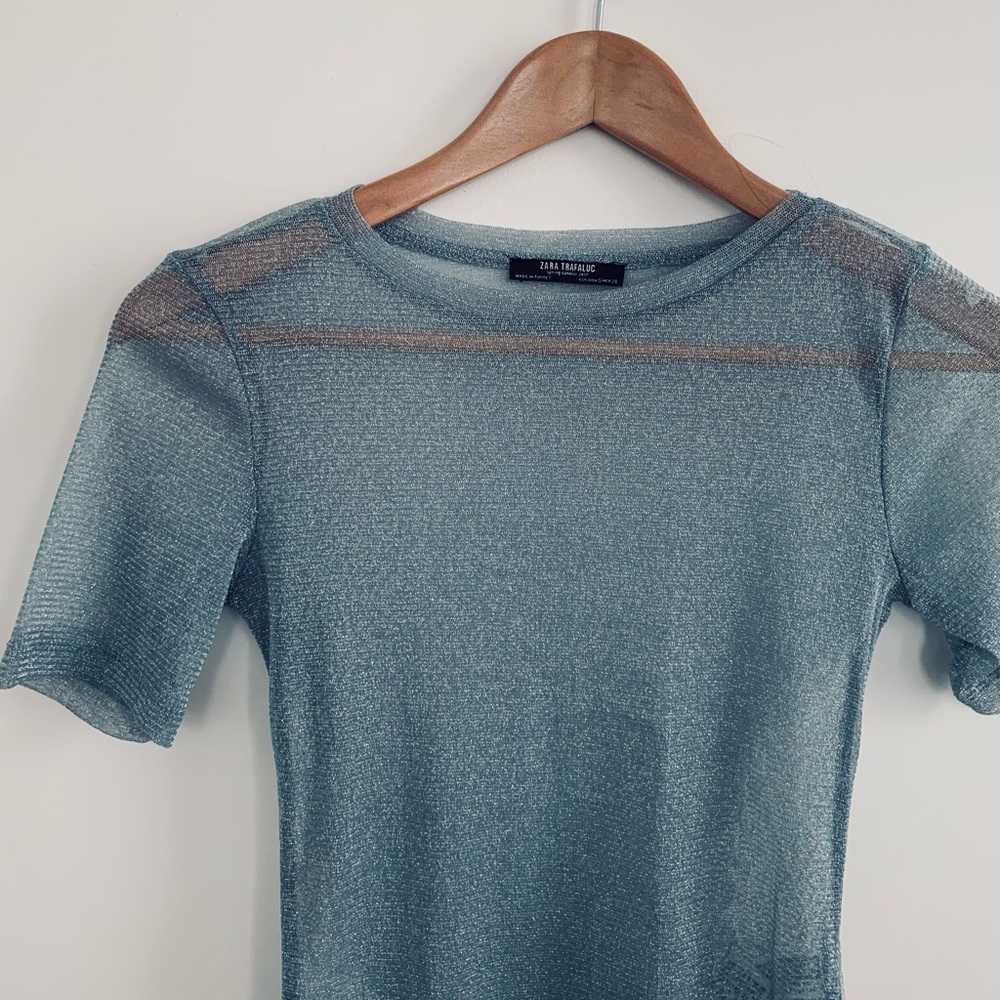 NEW ZARA 90s/Y2K Sheer Sparkle Top Small